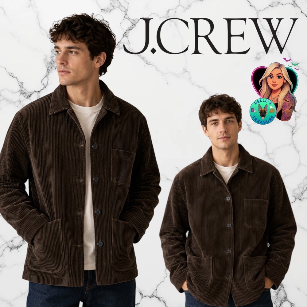 J.Crew Mens Small Brown Wale Corduroy Chore Jacket Utility Workwear‎ Sports coat